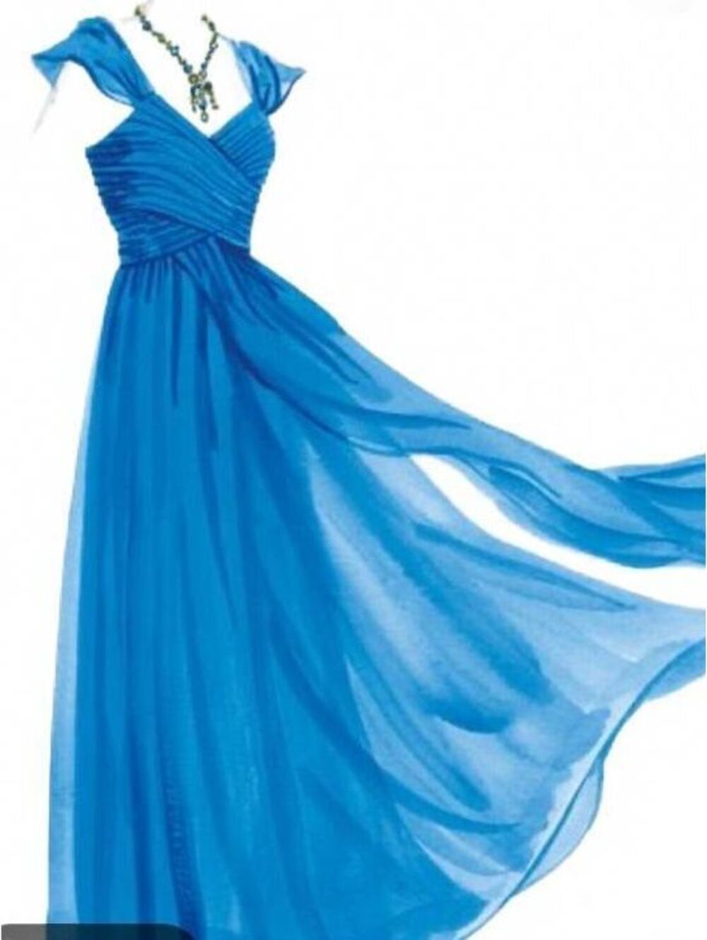 J. Peterman Royal Blue Chiffon Gown Size 6 Flutter Sleeve Formal Maxi Dress